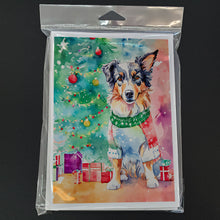 Load image into Gallery viewer, Australian Shepherd Christmas Greeting Cards - Blank Note Cards – 8-Pack of Artist-Designed Cards with Envelopes