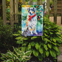 Load image into Gallery viewer, Australian Shepherd Christmas Garden Flag – Cozy Dog Holiday Decor with Tree &amp; Presents