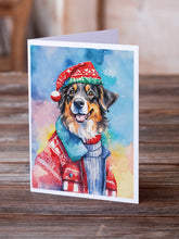 Load image into Gallery viewer, Australian Shepherd Christmas Greeting Cards - Blank Note Cards – 8-Pack of Artist-Designed Cards with Envelopes