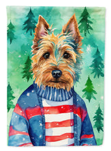 Load image into Gallery viewer, Australian Terrier Christmas Garden Flag – Cozy Dog Holiday Decor with Tree &amp; Presents