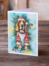 Load image into Gallery viewer, Basset Hound Christmas Greeting Cards - Blank Note Cards – 8-Pack of Artist-Designed Cards with Envelopes