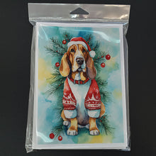Load image into Gallery viewer, Basset Hound Christmas Greeting Cards - Blank Note Cards – 8-Pack of Artist-Designed Cards with Envelopes