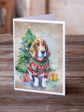 Load image into Gallery viewer, Basset Hound Christmas Greeting Cards - Blank Note Cards – 8-Pack of Artist-Designed Cards with Envelopes