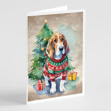 Load image into Gallery viewer, Basset Hound Christmas Greeting Cards - Blank Note Cards – 8-Pack of Artist-Designed Cards with Envelopes