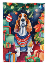 Load image into Gallery viewer, Basset Hound Christmas House Flag