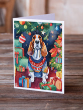 Load image into Gallery viewer, Basset Hound Christmas Greeting Cards - Blank Note Cards – 8-Pack of Artist-Designed Cards with Envelopes