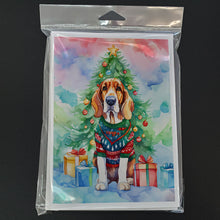 Load image into Gallery viewer, Basset Hound Christmas Greeting Cards - Blank Note Cards – 8-Pack of Artist-Designed Cards with Envelopes