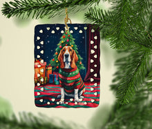 Load image into Gallery viewer, Basset Hound Christmas Porcelain Ornament