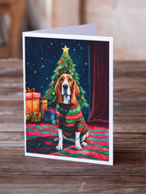 Load image into Gallery viewer, Basset Hound Christmas Greeting Cards - Blank Note Cards – 8-Pack of Artist-Designed Cards with Envelopes