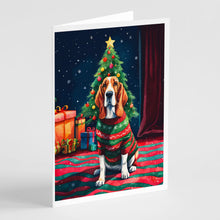 Load image into Gallery viewer, Basset Hound Christmas Greeting Cards - Blank Note Cards – 8-Pack of Artist-Designed Cards with Envelopes