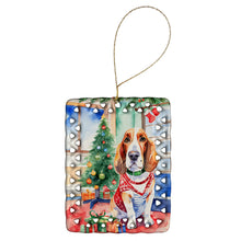 Load image into Gallery viewer, Basset Hound Christmas Porcelain Ornament