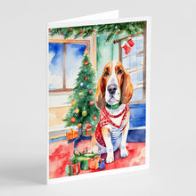 Load image into Gallery viewer, Basset Hound Christmas Greeting Cards - Blank Note Cards – 8-Pack of Artist-Designed Cards with Envelopes