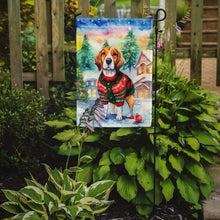 Load image into Gallery viewer, Beagle Christmas Garden Flag – Cozy Dog Holiday Decor with Tree &amp; Presents