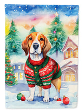 Load image into Gallery viewer, Beagle Christmas Garden Flag – Cozy Dog Holiday Decor with Tree &amp; Presents