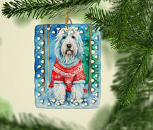 Load image into Gallery viewer, Bearded Collie Christmas Porcelain Ornament