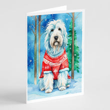 Load image into Gallery viewer, Bearded Collie Christmas Greeting Cards - Blank Note Cards – 8-Pack of Artist-Designed Cards with Envelopes