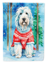 Load image into Gallery viewer, Bearded Collie Christmas Garden Flag – Cozy Dog Holiday Decor with Tree &amp; Presents