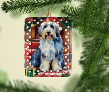Load image into Gallery viewer, Bearded Collie Christmas Porcelain Ornament
