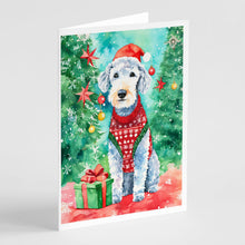Load image into Gallery viewer, Bedlington Terrier Christmas Greeting Cards - Blank Note Cards – 8-Pack of Artist-Designed Cards with Envelopes