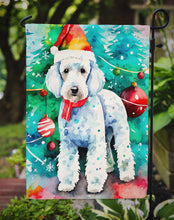 Load image into Gallery viewer, Bedlington Terrier Christmas Garden Flag – Cozy Dog Holiday Decor with Tree &amp; Presents