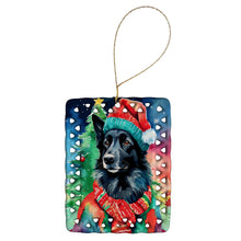 Load image into Gallery viewer, Belgian Sheepdog Christmas Porcelain Ornament
