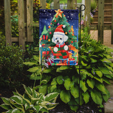 Load image into Gallery viewer, Bichon Frise Christmas Garden Flag – Cozy Dog Holiday Decor with Tree &amp; Presents