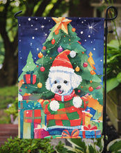 Load image into Gallery viewer, Bichon Frise Christmas Garden Flag – Cozy Dog Holiday Decor with Tree &amp; Presents