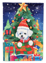 Load image into Gallery viewer, Bichon Frise Christmas Garden Flag – Cozy Dog Holiday Decor with Tree &amp; Presents