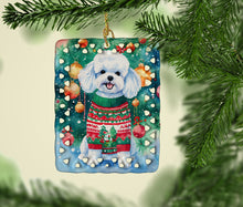 Load image into Gallery viewer, Bichon Frise Christmas Porcelain Ornament