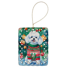 Load image into Gallery viewer, Bichon Frise Christmas Porcelain Ornament