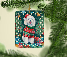 Load image into Gallery viewer, Bichon Frise Christmas Porcelain Ornament