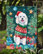 Load image into Gallery viewer, Bichon Frise Christmas Garden Flag – Cozy Dog Holiday Decor with Tree &amp; Presents