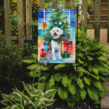 Load image into Gallery viewer, Bichon Frise Christmas Garden Flag – Cozy Dog Holiday Decor with Tree &amp; Presents