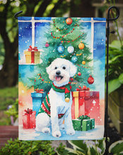 Load image into Gallery viewer, Bichon Frise Christmas Garden Flag – Cozy Dog Holiday Decor with Tree &amp; Presents