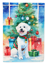 Load image into Gallery viewer, Bichon Frise Christmas Garden Flag – Cozy Dog Holiday Decor with Tree &amp; Presents