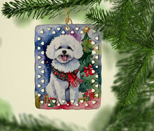 Load image into Gallery viewer, Bichon Frise Christmas Porcelain Ornament