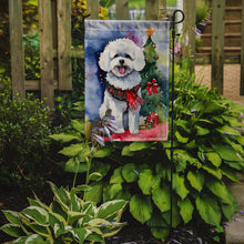 Load image into Gallery viewer, Bichon Frise Christmas Garden Flag – Cozy Dog Holiday Decor with Tree &amp; Presents