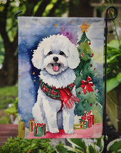 Load image into Gallery viewer, Bichon Frise Christmas Garden Flag – Cozy Dog Holiday Decor with Tree &amp; Presents