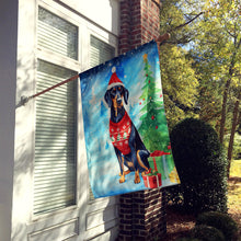 Load image into Gallery viewer, Black and Tan Coonhound Christmas House Flag