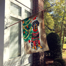 Load image into Gallery viewer, Black and Tan Coonhound Christmas House Flag
