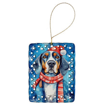 Load image into Gallery viewer, Black and Tan Coonhound Christmas Porcelain Ornament