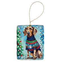 Load image into Gallery viewer, Coonhound Christmas Porcelain Ornament