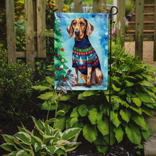 Load image into Gallery viewer, Coonhound Christmas Garden Flag – Cozy Dog Holiday Decor with Tree &amp; Presents