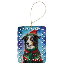 Load image into Gallery viewer, Border Collie Christmas Porcelain Ornament