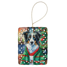 Load image into Gallery viewer, Border Collie Christmas Porcelain Ornament