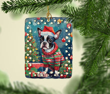 Load image into Gallery viewer, Boston Terrier Christmas Porcelain Ornament