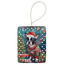 Load image into Gallery viewer, Boston Terrier Christmas Porcelain Ornament