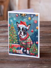 Load image into Gallery viewer, Boston Terrier Christmas Greeting Cards - Blank Note Cards – 8-Pack of Artist-Designed Cards with Envelopes