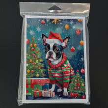 Load image into Gallery viewer, Boston Terrier Christmas Greeting Cards - Blank Note Cards – 8-Pack of Artist-Designed Cards with Envelopes