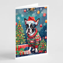 Load image into Gallery viewer, Boston Terrier Christmas Greeting Cards - Blank Note Cards – 8-Pack of Artist-Designed Cards with Envelopes